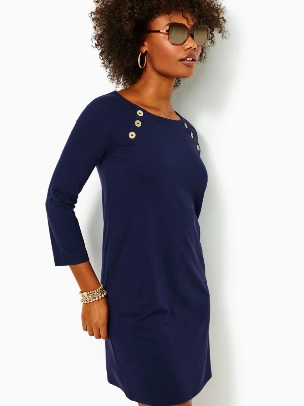 NWT Lily Pulitzer UPF 50+ Kaelin Dress in True Navy - Size M